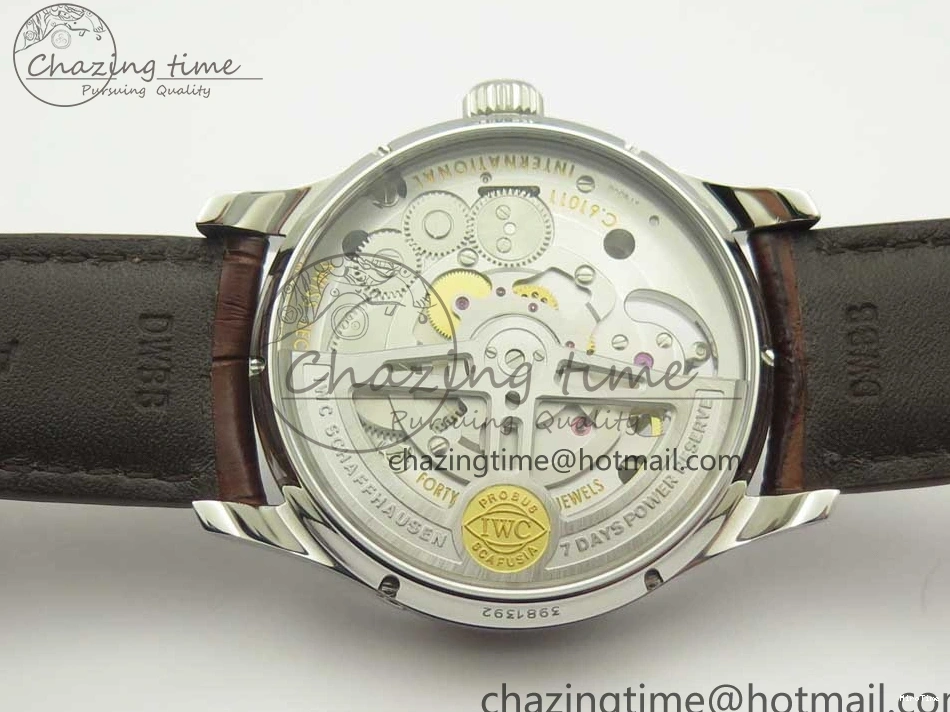 MIROTIME 0127 Lightweight Portuguese Tourbillon IW504602 SS ZF Best Edition Gray Dial on Brown Leather Strap 7177